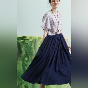 New With Tags Women's Medium Cotton Plaid Blue Dress